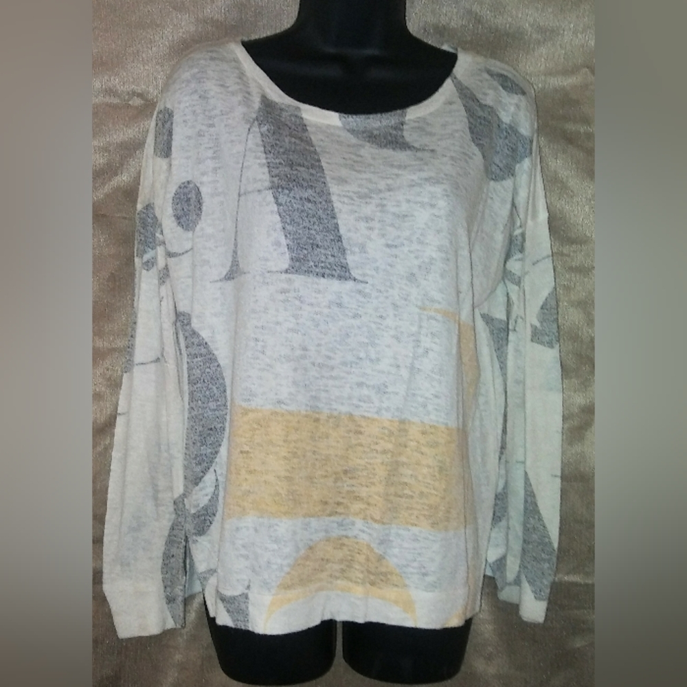 "Moon Collection" Women's Printed Long Sleeve Semi-Sheer Top